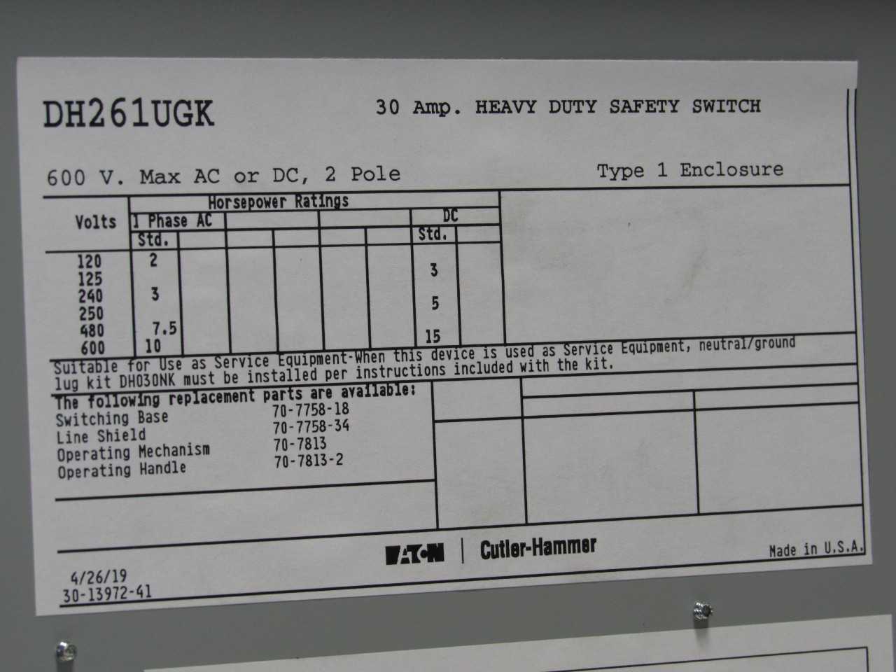 Eaton Safety Switches - SAFETY EQUIPMENT