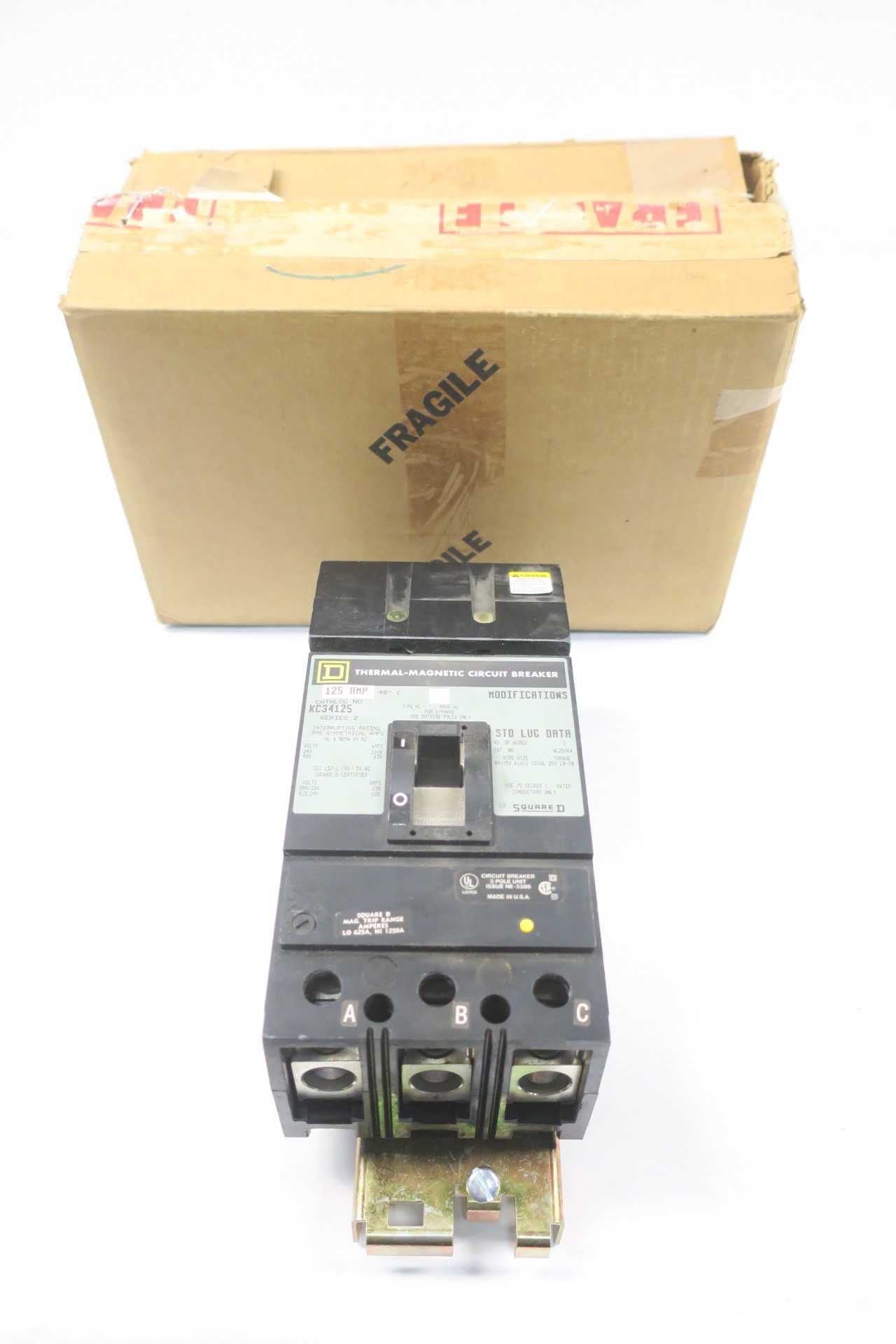 NEW SQUARE D KC34125 125A 3P MOLDED CASE CIRCUIT BREAKER 480V-AC SER 2 - MISCELLANEOUS