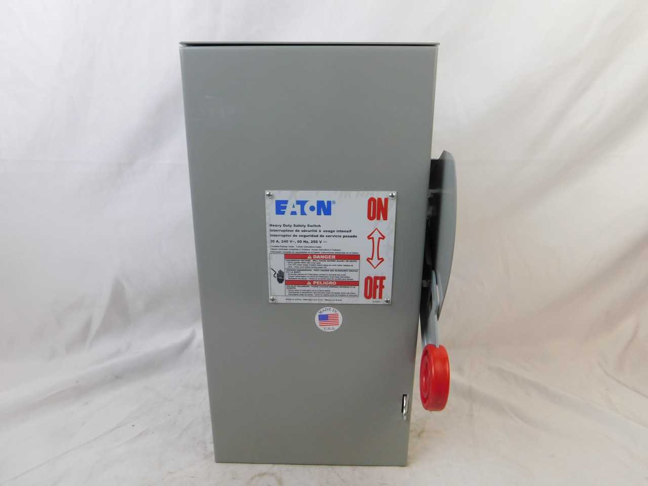 Quantity of 5 New Surplus Eaton DH221FRK Safety Switch 2P 30A 240V Fusible NEMA 3R - ELECTRICAL COMPONENTS