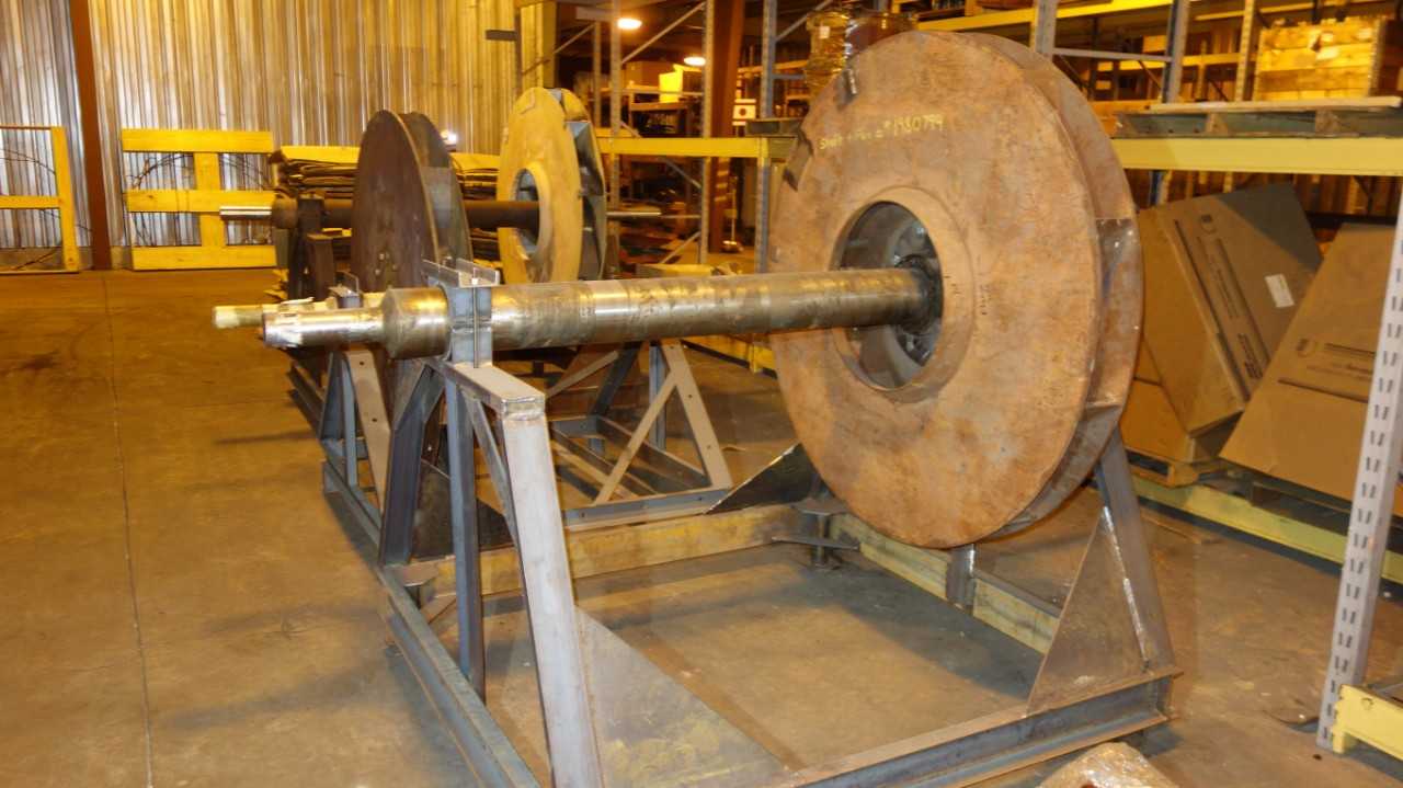 LOT OF 3 ASSORTED INDUSTRIAL GRADE STEEL SHAFT IMPELLER - SHELVING