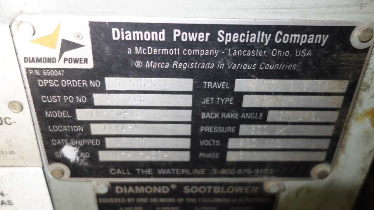 LOT OF 2 DIAMOND POWER IK-4M-WL 300PSI 460V-AC SOOTBLOWER - ELECTRIC MOTORS