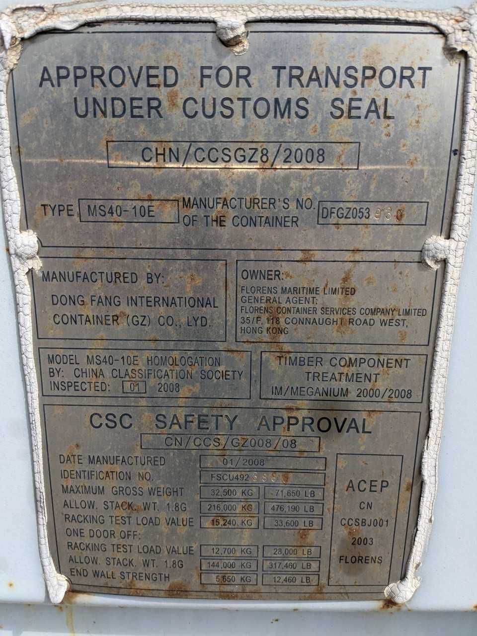 FLORENS 40FT STANDARD CUBE SHIPPING CONTAINER - INDUSTRIAL PARTS