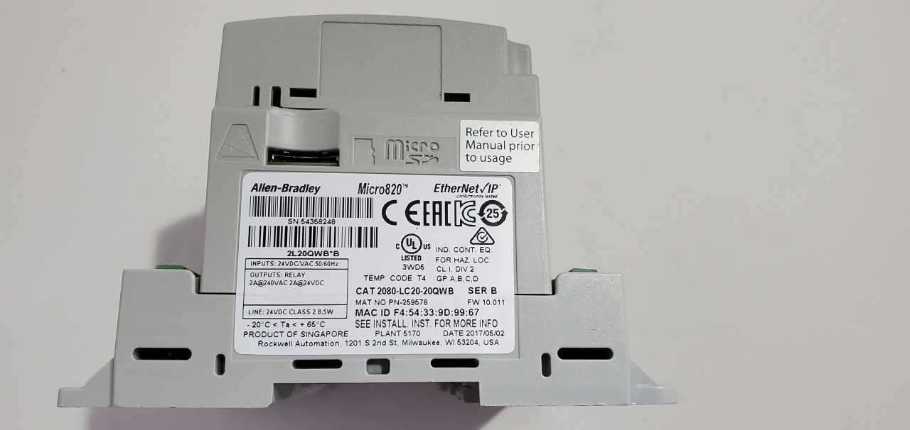 Allen Bradley Micro 820  2080-LC20-20QWB PLC - AUTOMATION & CONTROLS