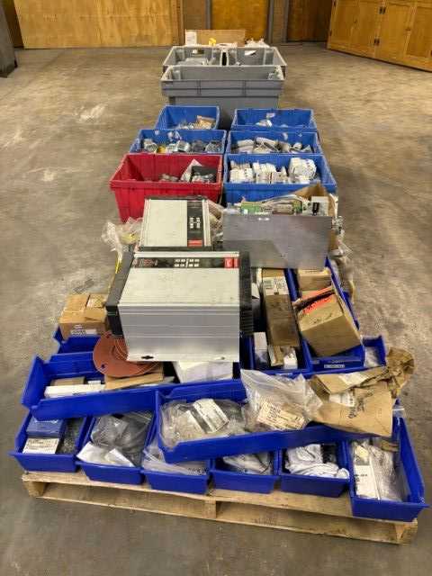 BULK LOT OF ELECTRICAL FITTINGS, RESISTORS, DANFOSS VFD, PVC FLEX TUBING & MRO - QTY 5 PALLETS - ELECTRICAL COMPONENTS