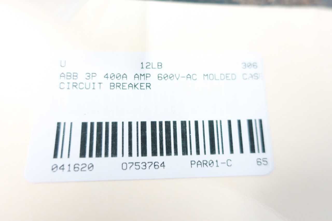 ABB S5N400BW SACE S5 3P 400A AMP 600V-AC MOLDED CASE CIRCUIT BREAKER - CIRCUIT BREAKERS