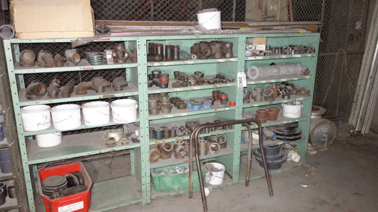 CONTENTS OF SHELF, ASSORTED STEEL FITTINGS, FLANGES - PROCESS EQUIPMENT