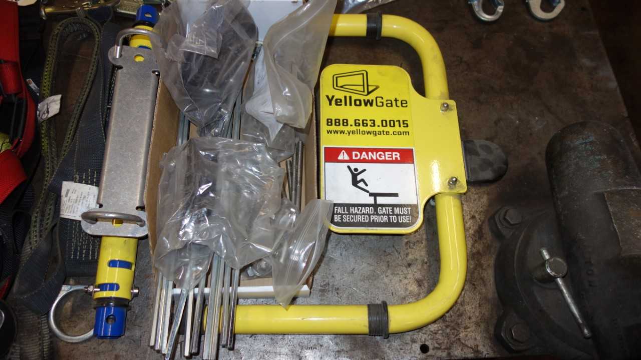 CONTENTS OF TABLE FALL PROTECTION HARNESSES LANYARDS SAFETY GATE ASSORTED RUBBER BOOTS - SAFETY EQUIPMENT