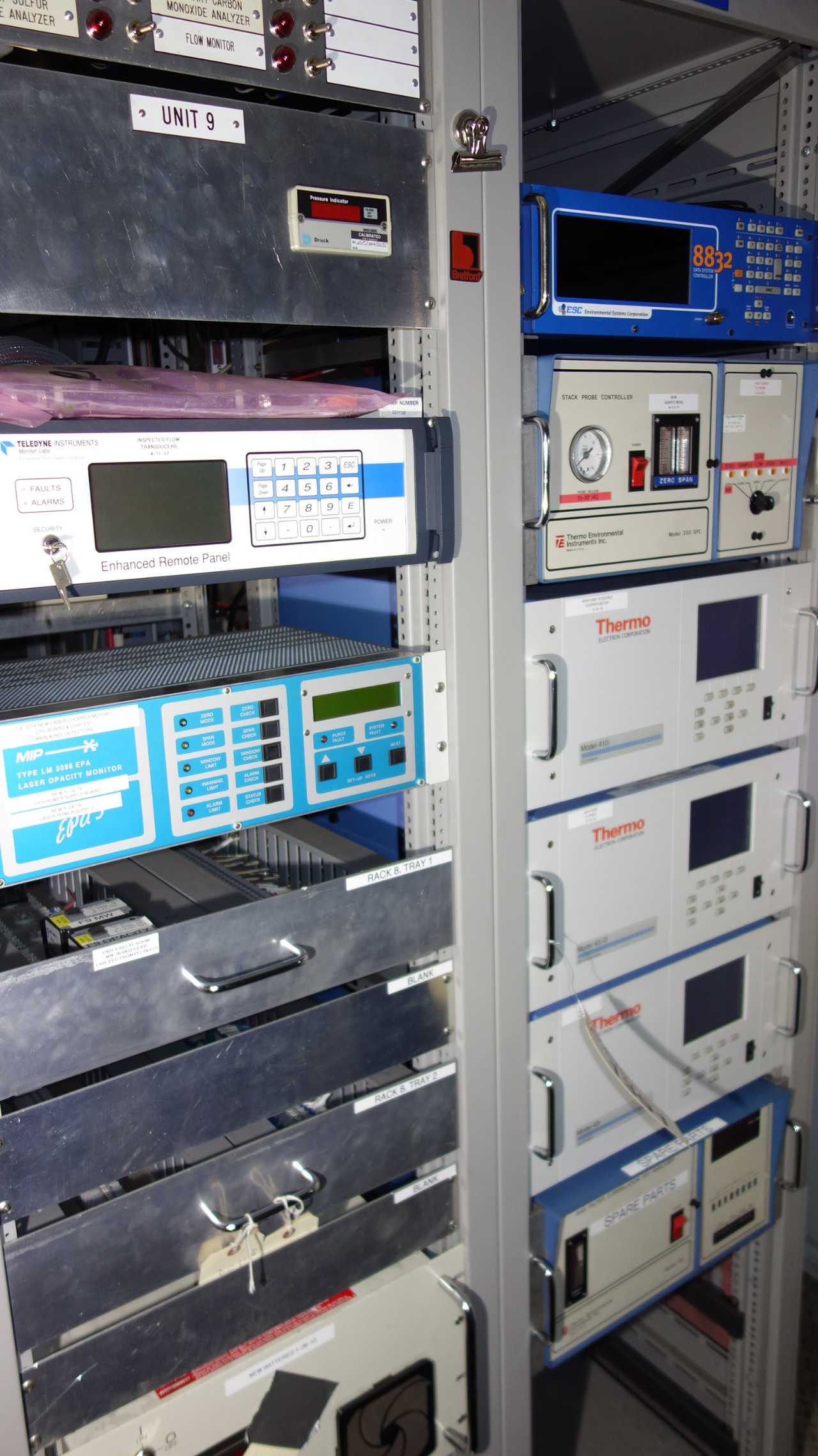 CONTENTS OF RACK, THERMO, ESC, TELEDYNE ANALYZERS - ANALYZER