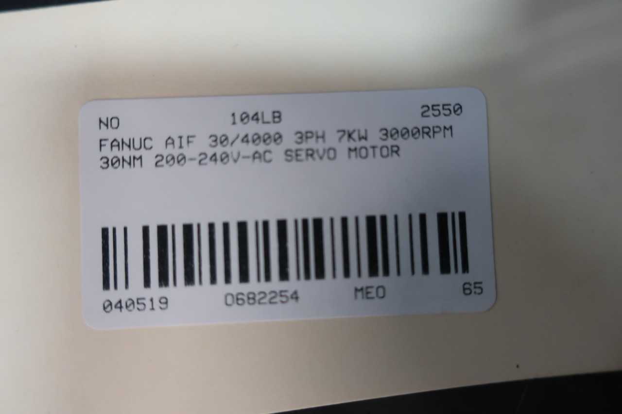 FANUC A06B-0253-B605 AIF 30/4000 3PH 7KW 3000RPM 30NM 200-240V-AC SERVO MOTOR - SERVO