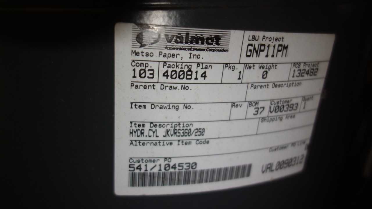 VALMET JKVRS360/250 HYDRAULIC CYLINDER - HYDRAULIC CYLINDERS