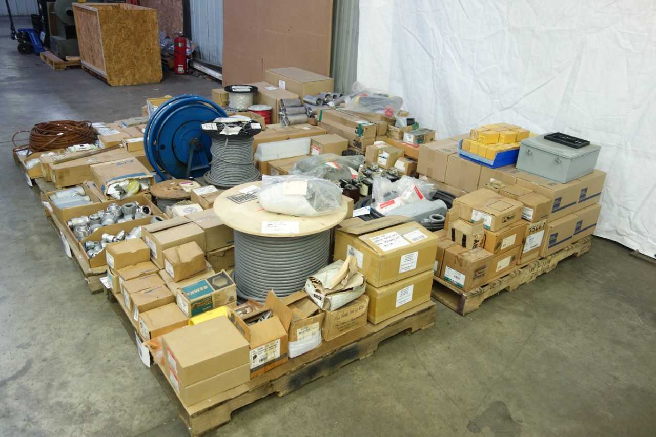 6 PALLETS OF ASSORTED ELECTRICAL CONDUIT, FITTINGS, AND HARDWARE - ELECTRICAL COMPONENTS
