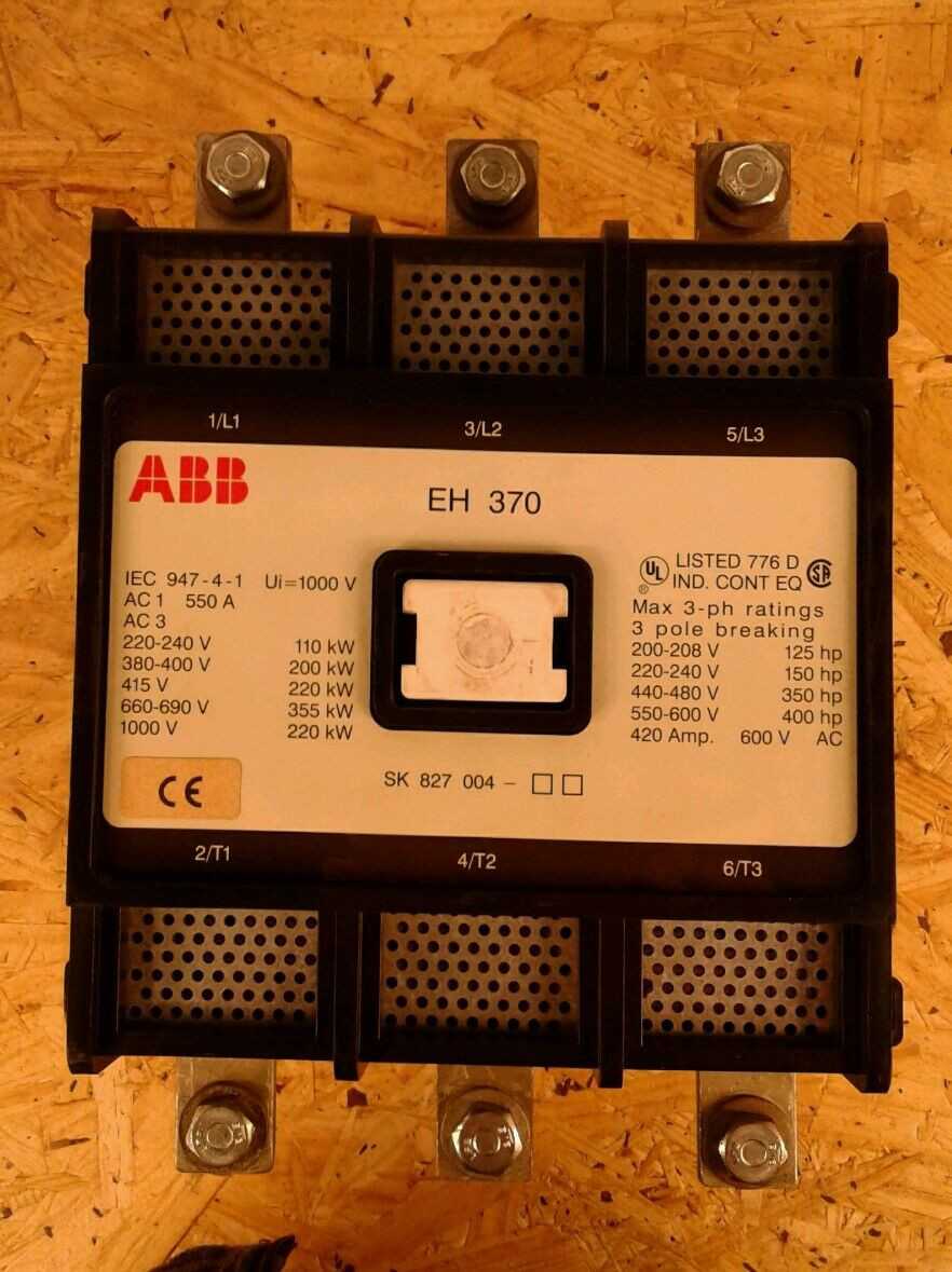 ABB contactor, EH 370 125hp to 400hp, 3-pole Breaker - Used - Bench Tested - CONTACTORS ABB contactor, EH 370 125hp to 400hp, 3-pole Breaker - Used - Bench Tested - CONTACTORS