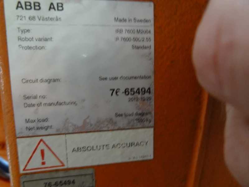 ABB ROBOT IRB 7600-500/2.55 WITH IRC 5 CONTROLS, CABLES & TEACH - INDUSTRIAL ROBOTS