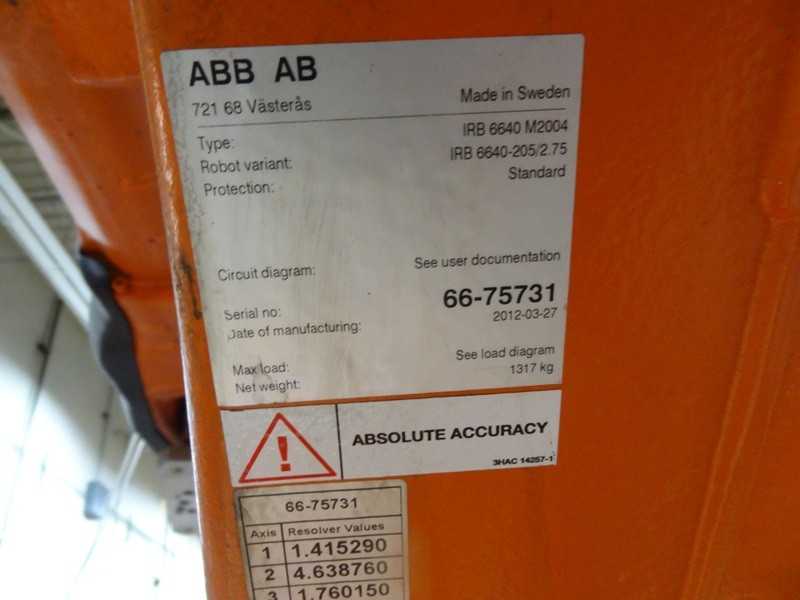 ABB ROBOT IRB 6640-205/2.75 WITH IRC 5 CONTROLS, CABLES & TEACH - INDUSTRIAL ROBOTS