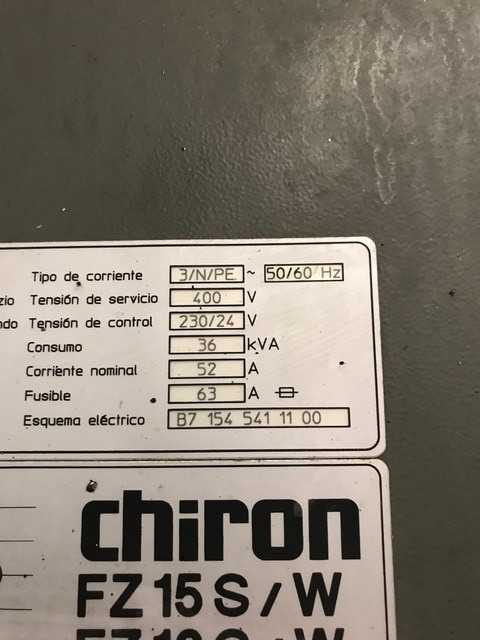 CHIRON MODEL FZ 15S/W HIGH SPEED VMC - CNC MACHINING CENTERS