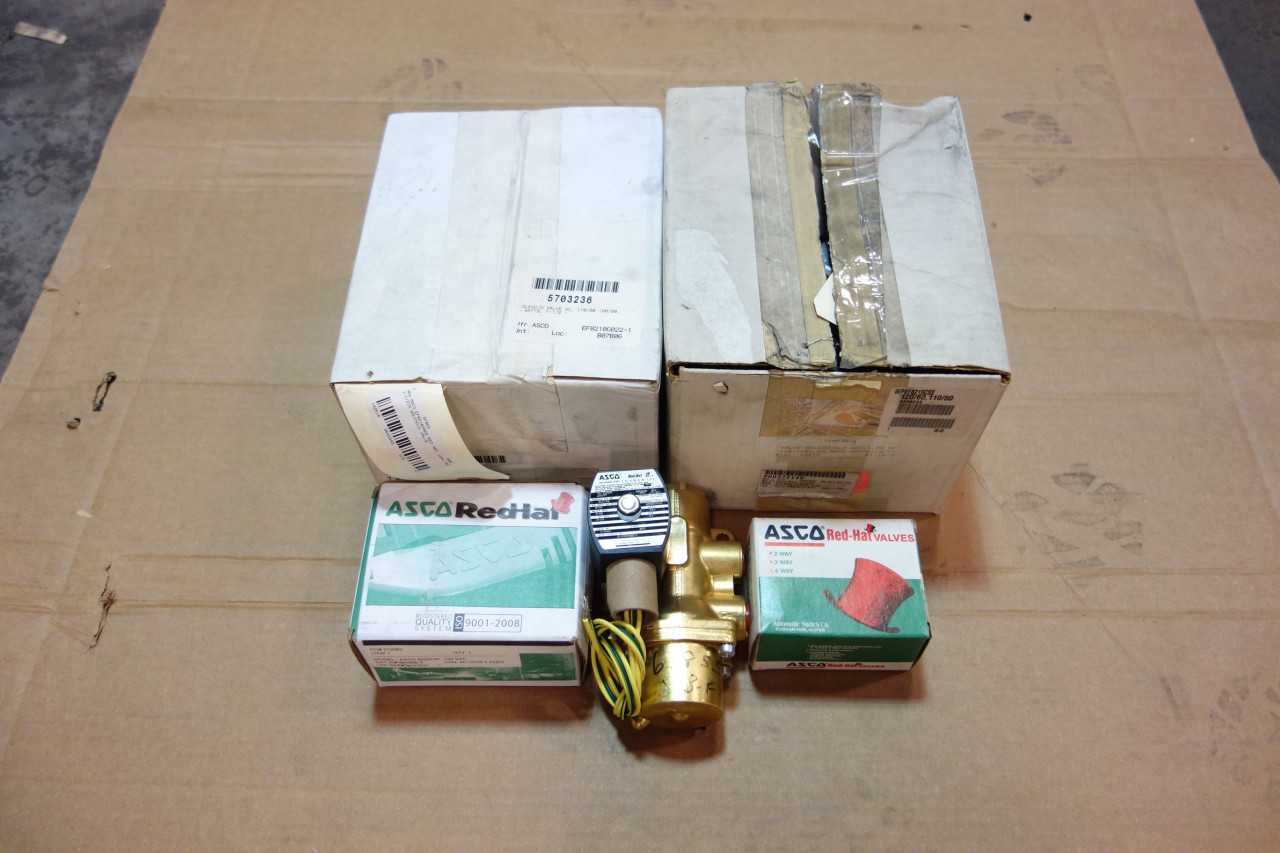 LOT OF 6 ASSORTED ASCO SOLENOID VALVES, KITS - SOLENOID VALVE