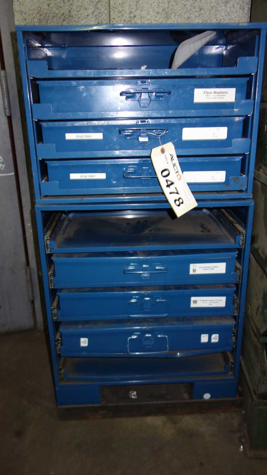 6 DRAWER CURTIS TOOLBOX WITH CONTENTS ASSORTED THREADED INSERTS CHAIN LINKS AND PLUGS - ELECTRIC POWER TOOLS