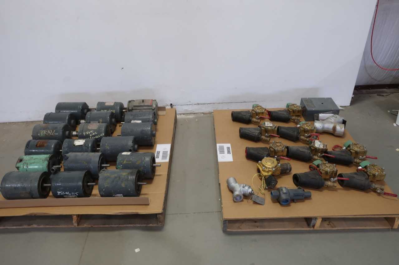 2 PALLETS OF ASSORTED AC MOTORS, VALVES - ELECTRIC MOTORS