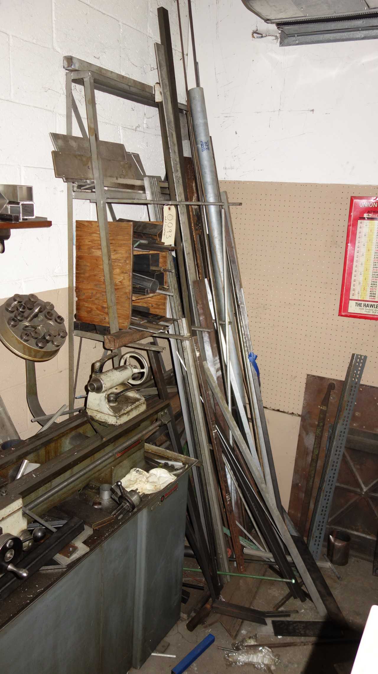 CONTENTS OF WALL SECTION, LOT OF ASSORTED STEEL STOCK