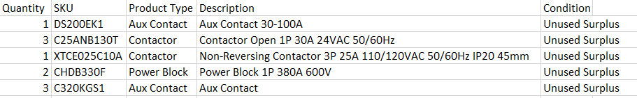 Quantity of 10x Assorted Contactors & Contacts - CONTACTORS