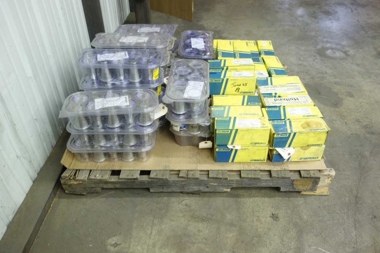 PALLET OF ASSORTED CADWELL CABLE MOLD ASSEMBLIES AND 250PLUSF20 WELDING MATERIAL - HAND TOOLS