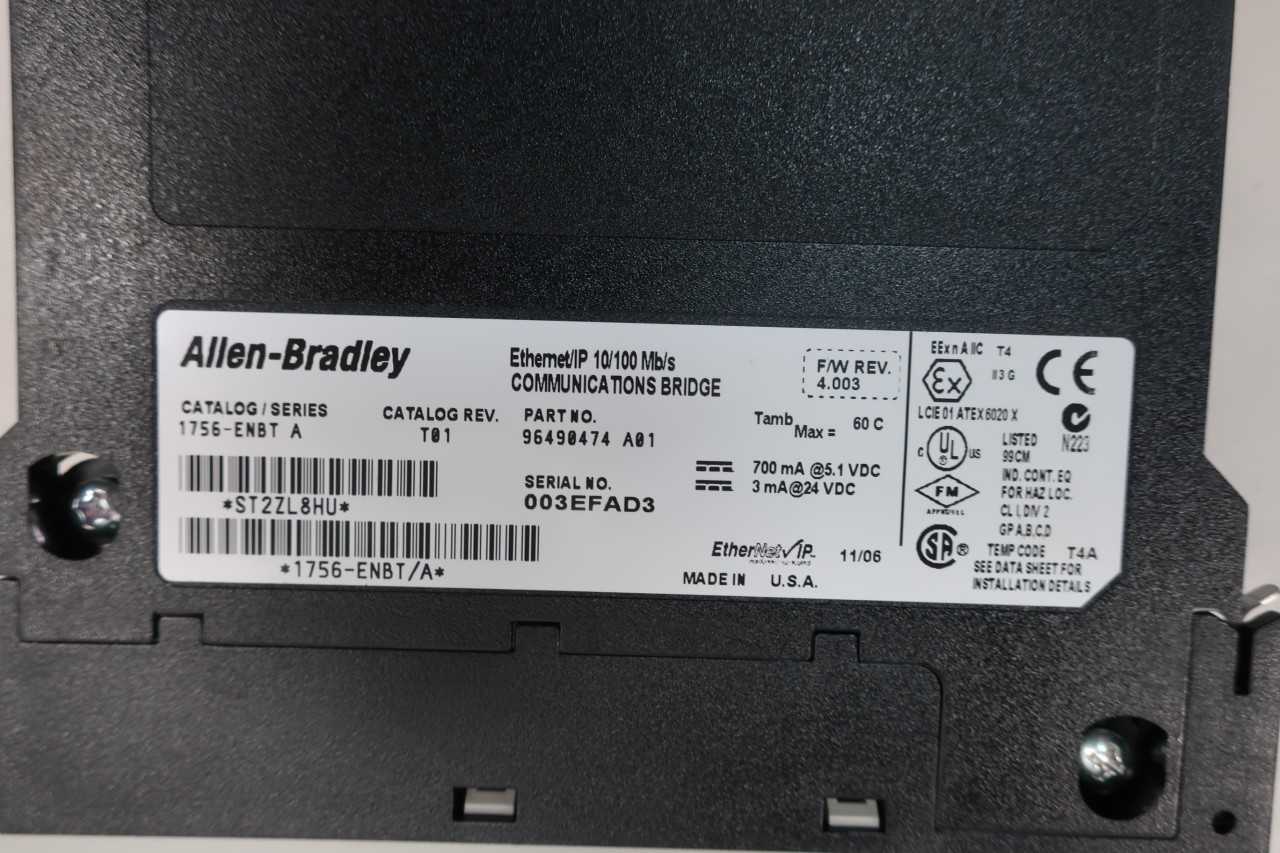 ALLEN BRADLEY 1756-ENBT COMMUNICATIONS BRIDGE SER A - AUTOMATION & CONTROLS