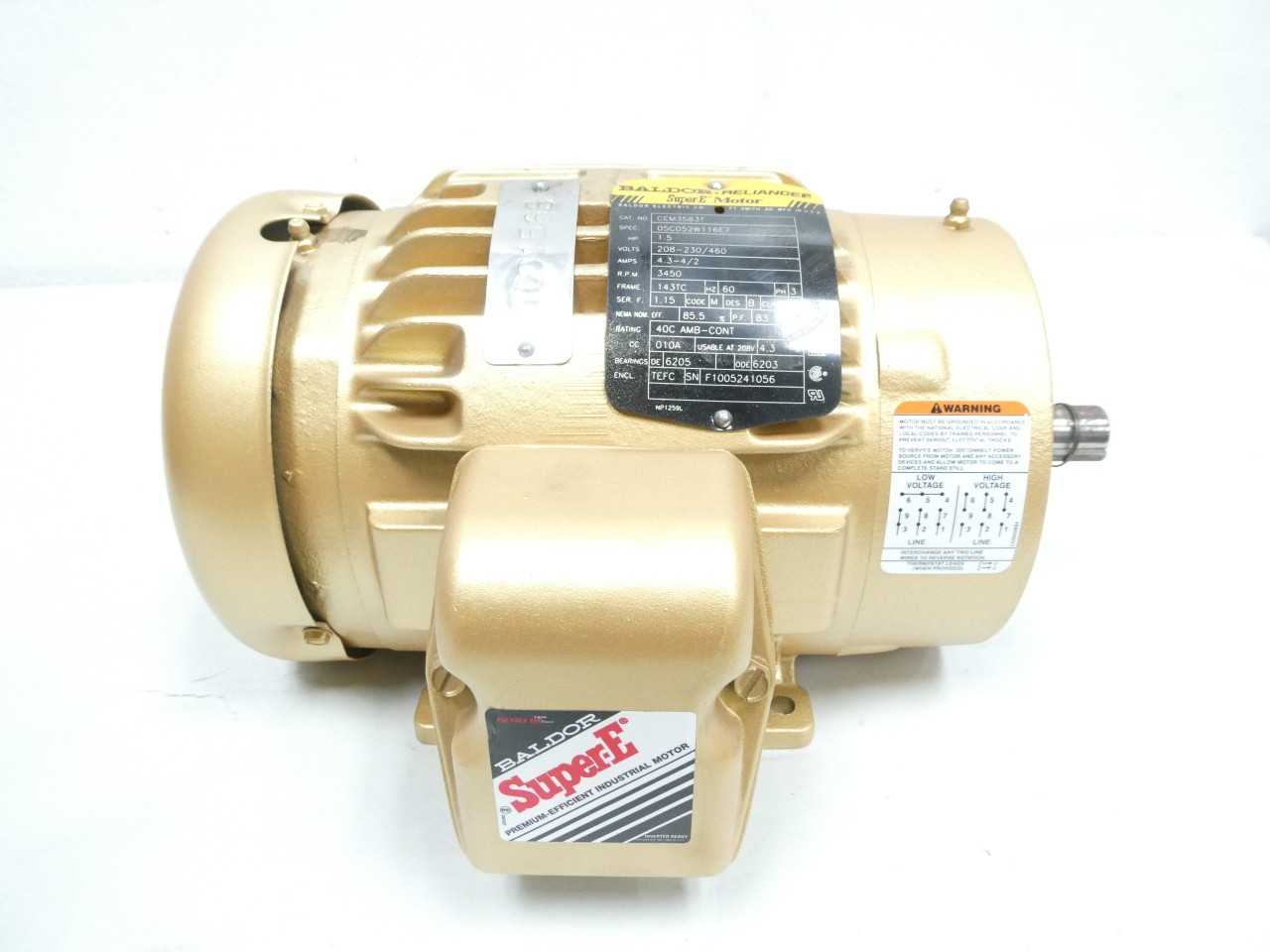 BALDOR CEM3583T 143TC 3PH 1-1/2HP 3450RPM 208-230/460V-AC AC MOTOR - ELECTRIC MOTORS BALDOR CEM3583T 143TC 3PH 1-1/2HP 3450RPM 208-230/460V-AC AC MOTOR - ELECTRIC MOTORS