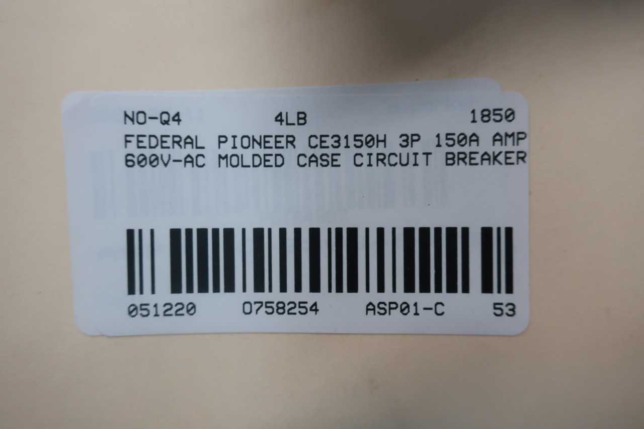 FEDERAL PIONEER CE3150H HORIZON 3P 150A AMP 600V-AC MOLDED CASE CIRCUIT BREAKER - CIRCUIT BREAKERS