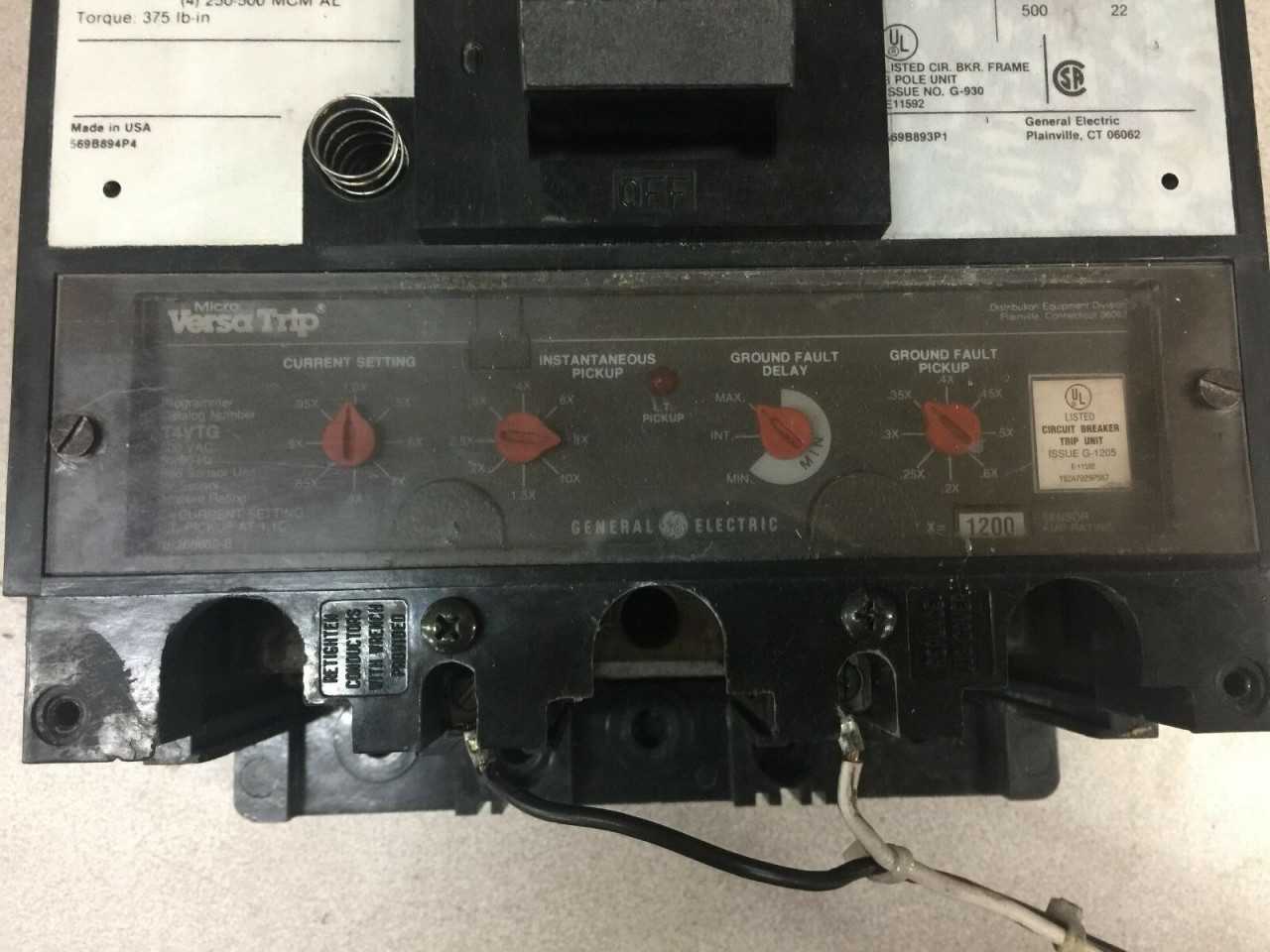 USED GE 1200 AMP 3POLE 600V BREAKER TK4V4612 - CIRCUIT BREAKERS