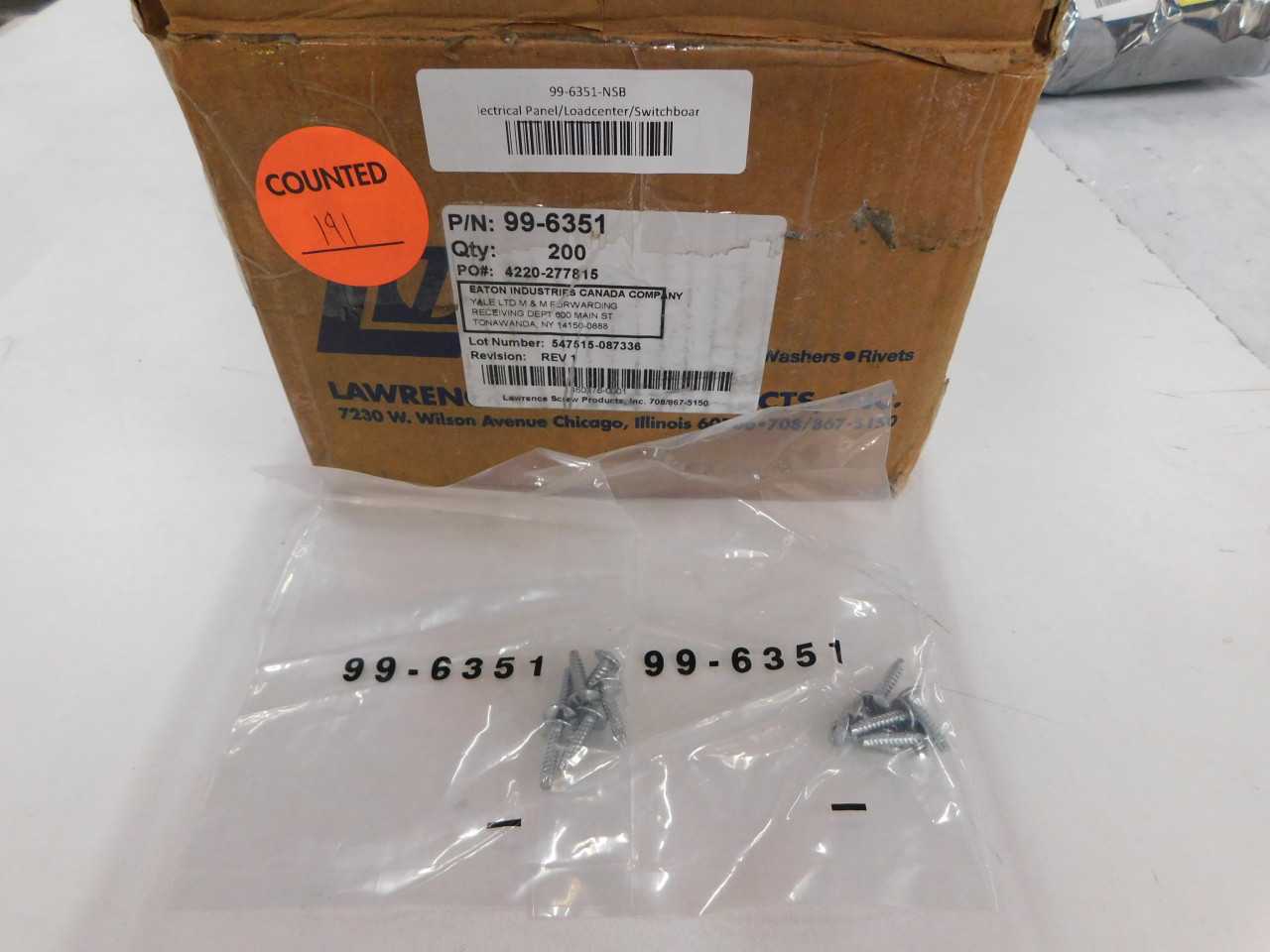 Lot of Quantity 191x 99-6351 Electrical Panel/Loadcenter/Switchboard - ELECTRICAL COMPONENTS
