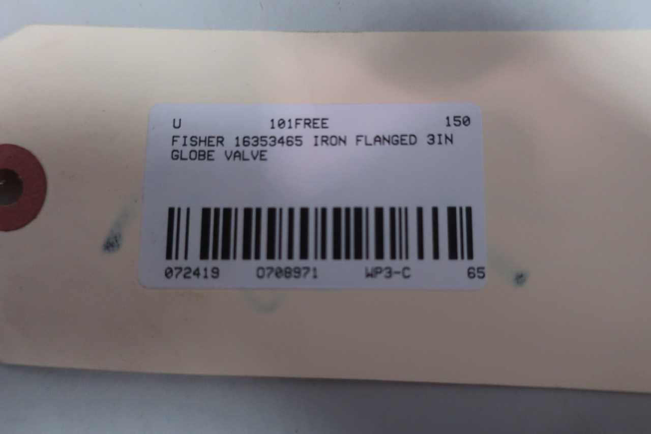 FISHER 16353465 STEEL FLANGED 3IN GLOBE VALVE - GLOBE VALVE