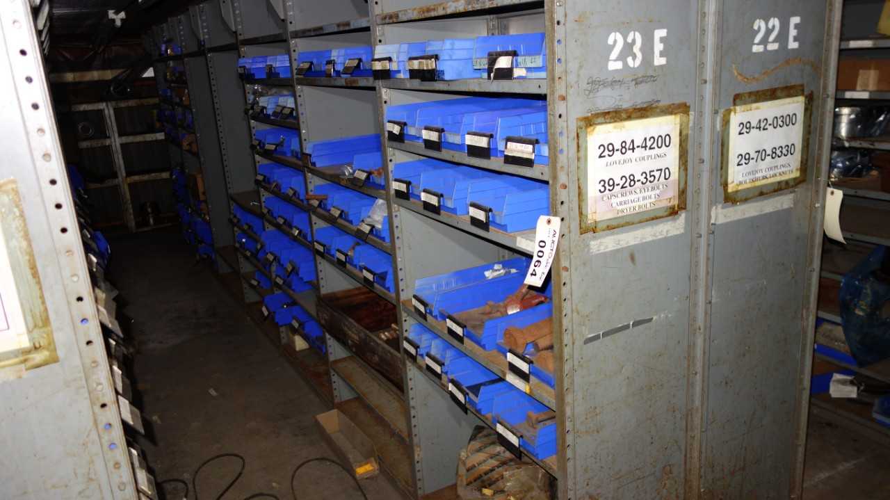 CONTENTS OF 7 SECTIONS OF SHELVING, BOLTS, COUPLINGS - SHELVING