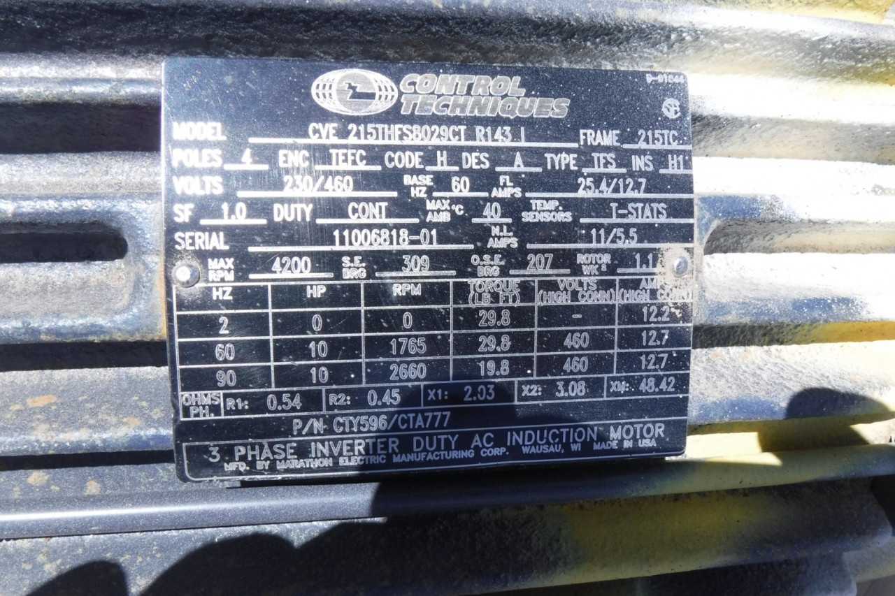 10 HP 1800 RPM 215TC Frame Marathon Motor Unused - ELECTRIC MOTORS