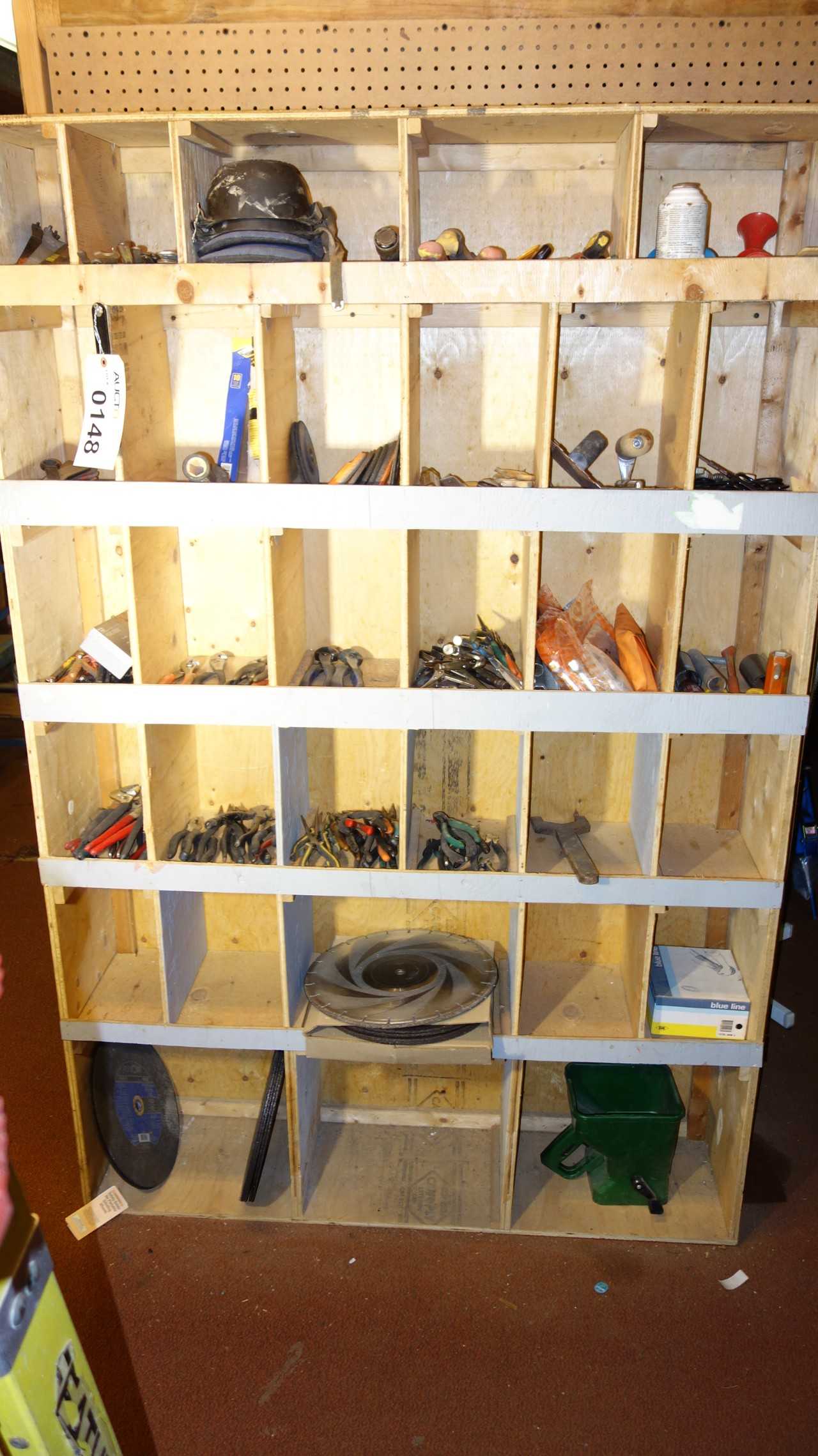 CONTENTS OF CABINET, ASSORTED HAND TOOLS - ELECTRIC POWER TOOLS