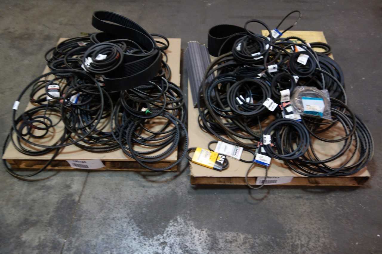 2 PALLETS OF ASSORTED V- BELTS AND TIMING BELTS- CATERPILLAR, BROWNING, GATES, JASON, OPTIBELT - BELTS 2 PALLETS OF ASSORTED V- BELTS AND TIMING BELTS- CATERPILLAR, BROWNING, GATES, JASON, OPTIBELT - BELTS