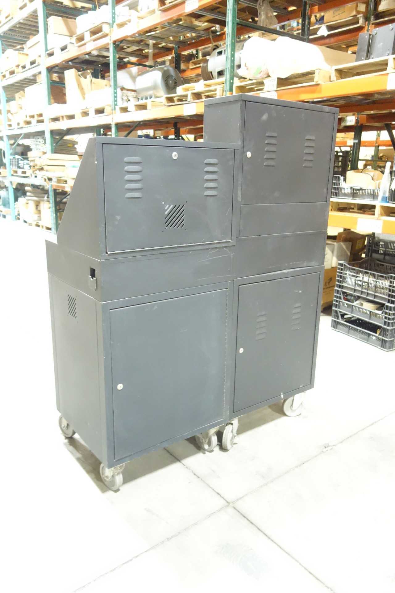 LOT OF 2 MOBILE LOCKING COMPUTER CARTS - ROLLING CARTS