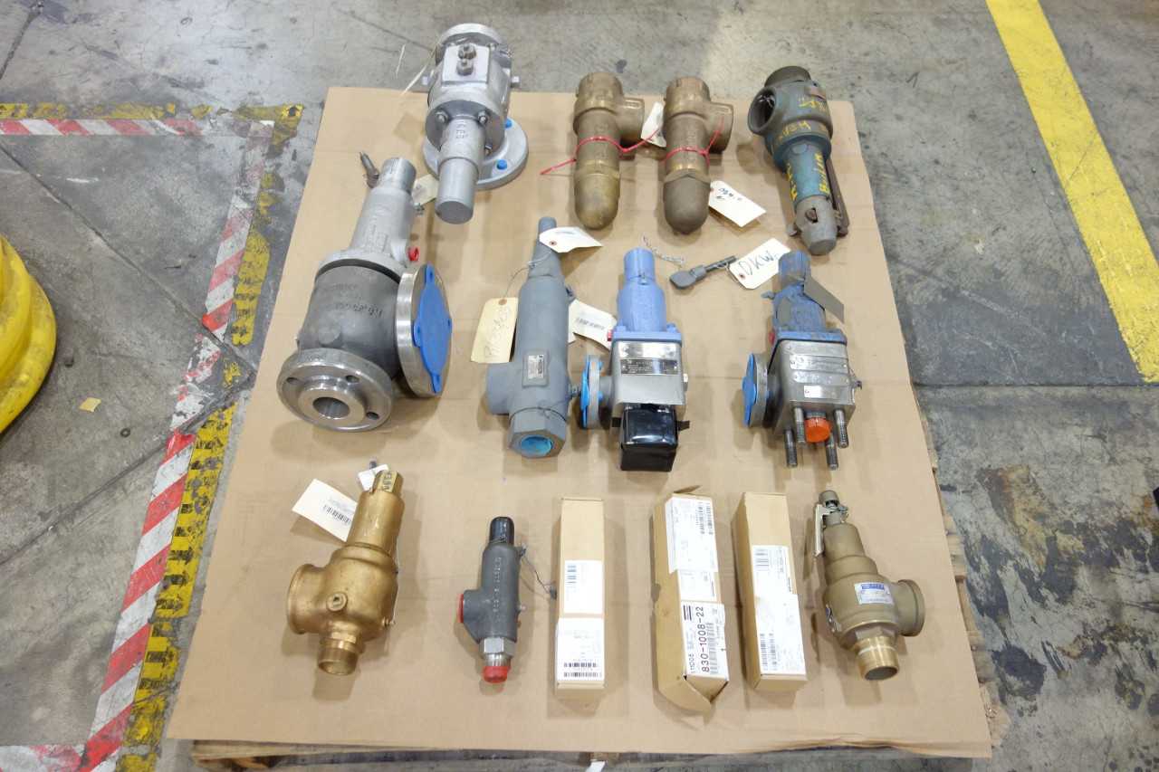 LOT OF 15 ASSORTED RELIEF VALVES, KUNKLE, ANDERSOON GREENWOOD - RELIEF VALVE