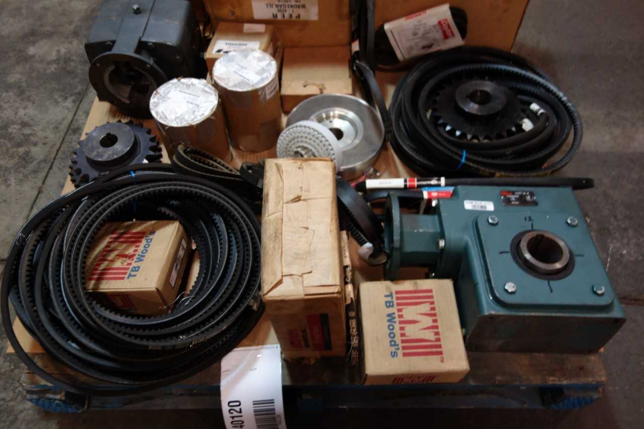 1 PALLET OF ASSORTED V-BELTS, ROLLER CHAINS, GEAR COUPLINGS- DODGE, BROWNING, DAYTON - ROLLER CHAIN