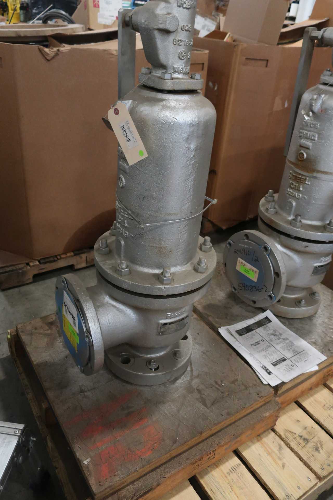 LOT OF 2 FARRIS RELIEF VALVES 66PA24-140/SP 4X6IN - RELIEF VALVE