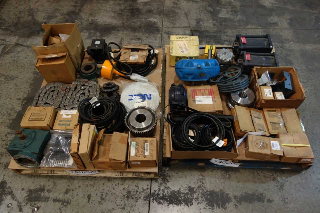 2 PALLETS OF ASSORTED BELTS, ROW CHAIN SPROCKETS, ROLLER CHAIN, GEAR REDUCERS- DODGE, TB WOODS, FALK - GEAR REDUCERS 2 PALLETS OF ASSORTED BELTS, ROW CHAIN SPROCKETS, ROLLER CHAIN, GEAR REDUCERS- DODGE, TB WOODS, FALK - GEAR REDUCERS