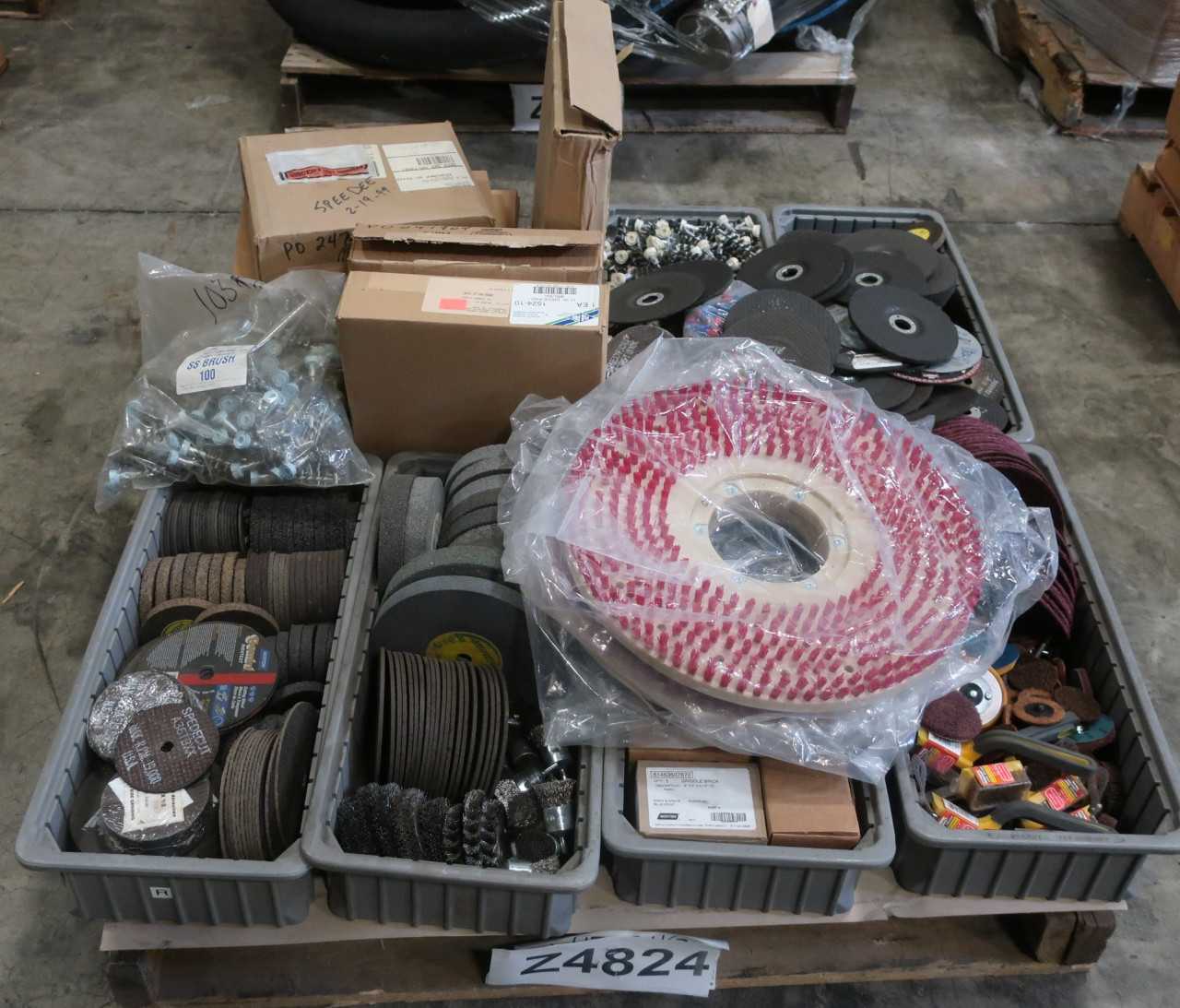 1 PALLET OF ASSORTED GRINDING WHEELS BRUSHES AND ABRASIVES - ELECTRIC POWER TOOLS