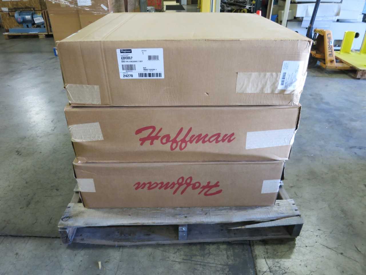 LOT OF 3 HOFFMAN A30H30BLP TYPE 4 GRAY STEEL ENCLOSURE 30X30X8 - INDUSTRIAL PARTS