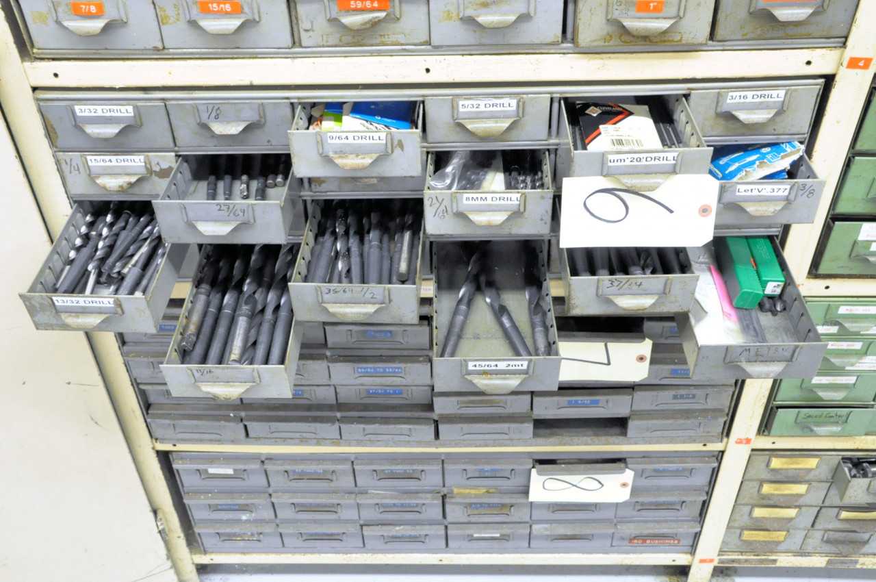 24-Drawer Bin Cabinet with Straight Shank and Taper Shank Drill - MACHINING EQUIPMENT