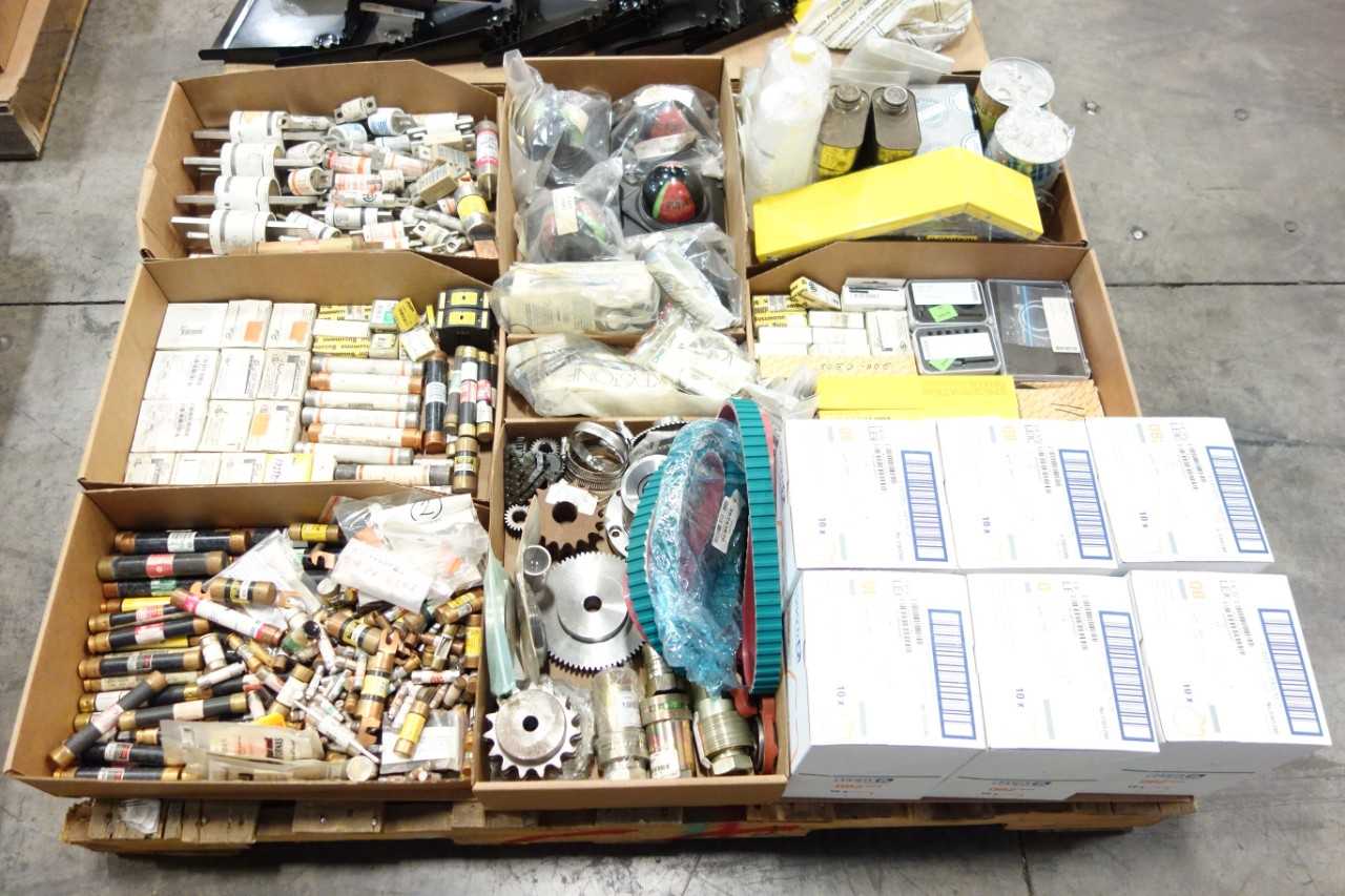 4 PALLETS OF ASSORTED MISCELLANEOUS INDUSTRIAL SURPLUS - ELECTRICAL COMPONENTS