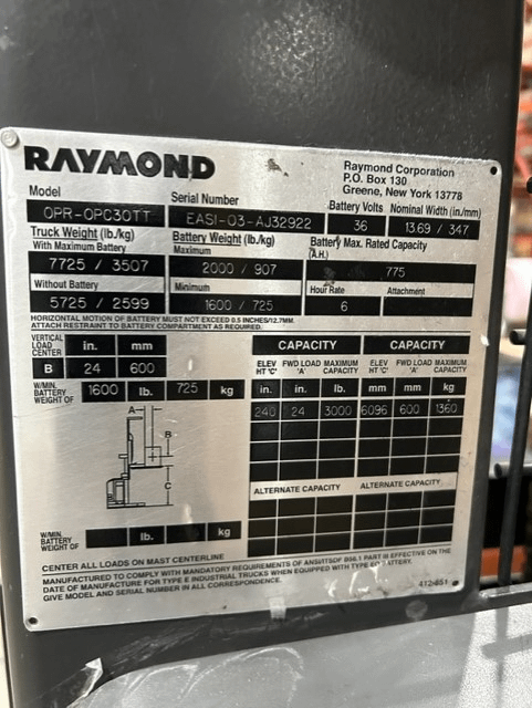 2003 Raymond EASI-OPC30TT Reach Truck - REACH TRUCKS