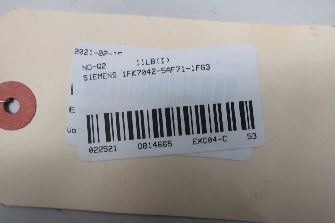 SIEMENS 1FK7042-5AF71-1FG3 267V 3PH 3000RPM 2.3NM SERVO MOTOR - SERVO
