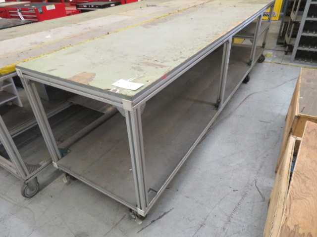Aluminum Table and Carts on Wheels (3) Lot - MISCELLANEOUS
