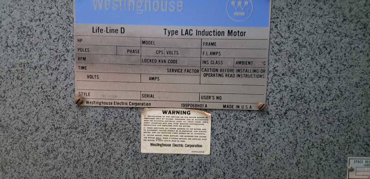 New Westinghouse 1250HP Electric Motor - ELECTRIC MOTORS