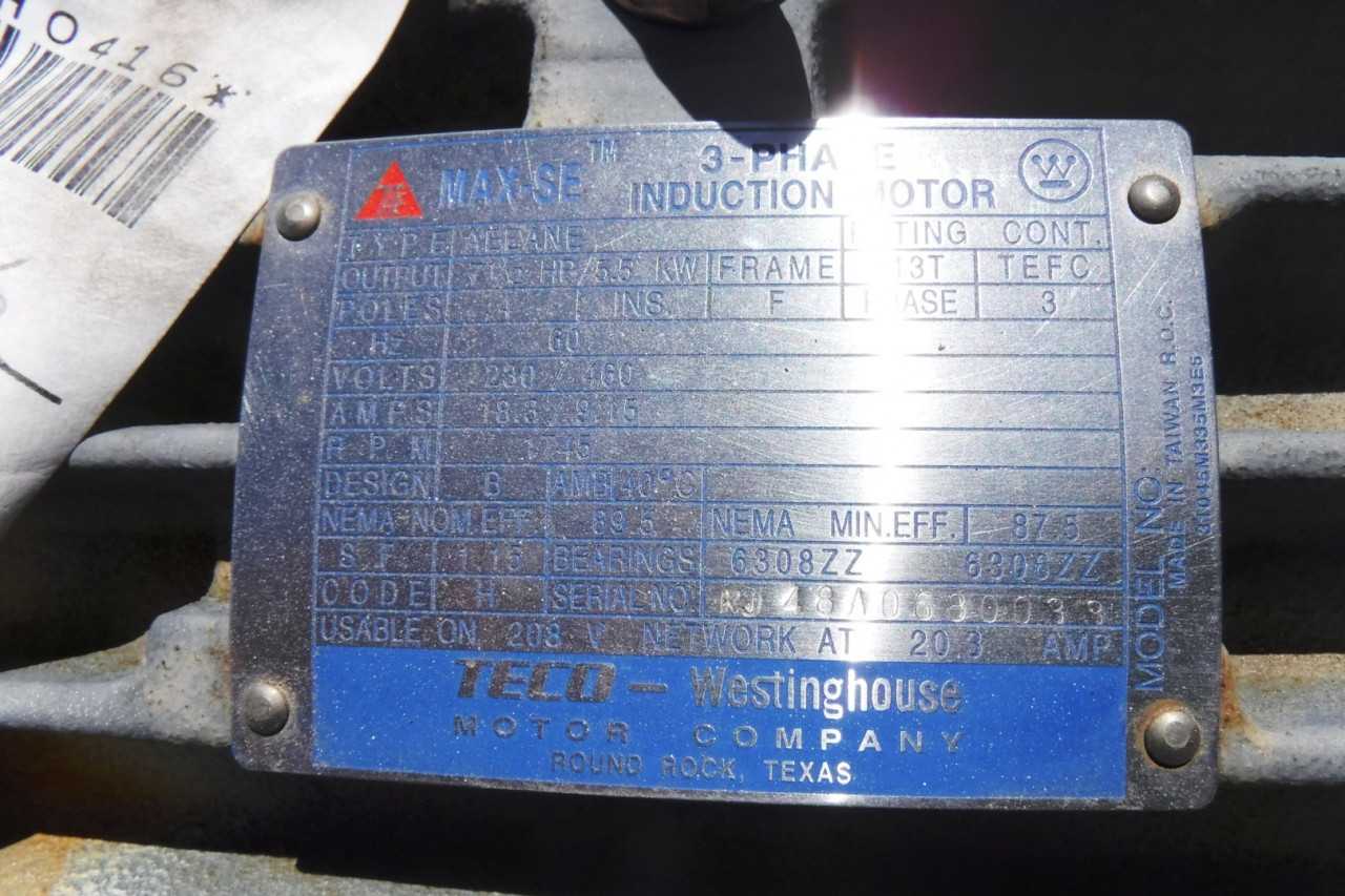 7 HP 1800 RPM 184T Frame Teco West Unused - ELECTRIC MOTORS