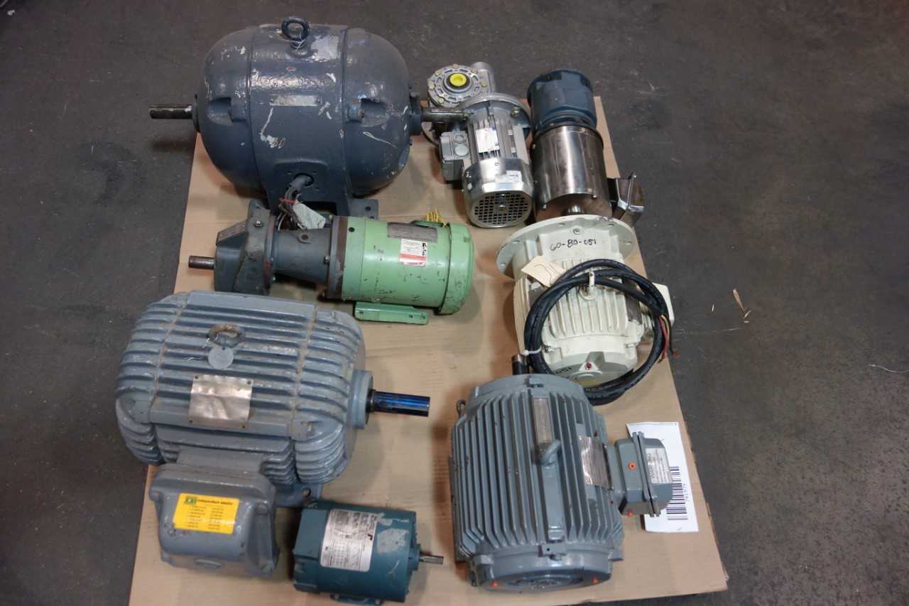 1 PALLET OF ASSORTED AC MOTORS- GENERAL ELECTRIC, WESTINGHOUSE, RELIANCE, FALK - ELECTRIC MOTORS